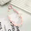 Cadena para teléfono de macarrón con cuentas, colgante de lazo de estrella arcoíris, llavero de accesorio femenino, decoración para bolso