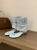 Sandalias de Tanga Romanas para Mujer Verano 2025 Nuevos Botines Cortos Retro de Mezclilla Estilo Europeo y Americano con Cremallera Trasera Sandalias