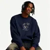 Sudadera de Algodón Pesado para Parejas, Corte Holgado, Cuello Redondo, Sin Capucha, Pulóver, Versátil, Cálida, Prenda Superior Estampada para Otoño e Invierno