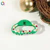 Qiyue Pinza Navideña de Acrílico Transfronteriza para el Cabello Femenina Dibujo Animado Papá Noel Hombre de Jengibre Pinza de Tiburón Navideño
