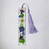 Marcadores de Libros Creativos de Acrílico, Marcadores de Libros con Flores Secas, Marcadores de Libros de Cristal de Resina con Flores Reales, Regalos para el Día del Estudiante y del Maestro