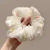 Nuevo Scrunchie de Malla con Flores para Primavera Verano Dulce Diadema de Alta Gama Banda de Goma para Cola de Caballo Accesorios para el Cabello Venta al Por Mayor
