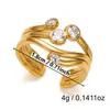 Nuevo anillo de moda retro transfronterizo de alta gama con piedra ojo de tigre y acero de titanio, no se decolora, para mujer, con diseño martillado único e incrustación de circonita