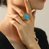 Anillo Geométrico Redondo con Goteo de Aceite Estilo Palacio Retro Exagerado Europeo y Americano, Anillo Elegante y de Gama Alta para Dedo Índice al por Mayor
