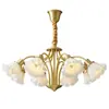 Lámpara Colgante Estilo Americano Color Crema Completamente de Cobre para Sala de Estar, Comedor Sencillo, Luz para Dormitorio, Lámpara de Cobre Estilo Francés, Iluminación Pastoral Cálida y Romántica