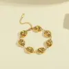 Collar de Cadena Hueca de Acero Inoxidable Chapado en Oro de 18 Quilates con Colgante de Grano de Café Nariz de Cerdo de Nicho Europeo y Americano Joyería al por Mayor