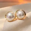 Brincos de contas de concha simples e combinados Brincos de joias vintage diários Brincos de pérolas de madrepérola elegantes de alta qualidade para mulheres da Coreia do Sul