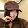 Gorra de béisbol retro de gamuza con tachuelas de estilo coreano para mujer, boina de verano para proteger del sol, sombrero ecuestre para estilizar el rostro