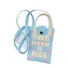 Bolso Cruzado de Punto Japonés y Coreano Portátil de Dibujos Animados Moda Bolso de Punto para Teléfono Móvil Versátil para Viajar Bolso de Hombro Cruzado Tote