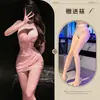 Lencería Nocturna Sexy Vestido Bodycon de Cuello Halter Color Rosa Puro Deseo Qqny Escote en V Profundo Uniforme Ropa de Dormir que No se Quita