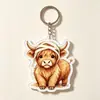 Chaveiro de Vaca das Terras Altas de Halloween Acrílico Fofo Desenho Animado Bezerro Pingente Charme para Bolsa de Festival Estilo Americano