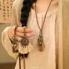 Nuevo Collar de Borlas Mariposa Estilo Chino para Mujer, Largo Estilo Étnico Bohemio, Accesorio Retro de Vacaciones Inspirado en Zen