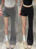 Pantalones acampanados grises para mujer, nueva colección primavera/otoño 2026, de tiro bajo, corte ajustado, que estilizan la figura, con una caída fluida, adecuados para yoga, deportes y uso casual