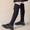 Meias Grossas de Veludo Térmico de Inverno para Meninas, Meias Largas, Cor Sólida Preto e Branco, Meias Acima do Joelho, Meias de Estudante, Meias Longas, Meias para Panturrilha, Atacado