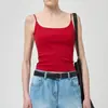 Camisola Lisa de Cuello en U con Tirantes Finos, Ajustada al Cuerpo, Ceñida a la Cintura, Adelgazante, Camiseta Básica para Superponer en Todas las Estaciones
