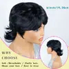 Xinhua WigsNuevo modelo transfronterizo unisex pelo corto cola de lobo hacia arriba peluca de fibra sintética completa