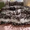 Conjunto de Roupa de Cama de Algodão e Linho Espessado com Renda Retro Novo Outono/Inverno Quatro Peças
