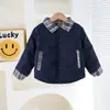 Conjunto de Invierno para Niños Nuevo Engrosado Cálido de Manga Larga de Dos Piezas para Bebés de un Año, Ropa de Algodón Engrosada Cálida para Salidas