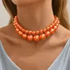 Joyería Transfronteriza Europea y Americana Gargantilla de Perlas Grandes Exageradas Retro Cadena para Clavícula Elegante Collar de Cuentas Multicapa para Mujer