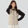 Chaleco interior cálido extra grande de forro polar engrosado para mujer chaleco exterior de algodón casual con cremallera de lana de cordero para mujer 2402