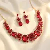 Conjunto de Duas Peças de Colar e Brincos Ziyu Exagerado Retrô Europeu e Americano, Cor Cristal, Conjunto de Joias Transfronteiriço, Em Estoque Envio Direto