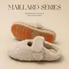 Chinelos Birkenstock peludos estilo Maillard para mulheres, adequados para outono e inverno, com design de fivela quadrada, bico fechado e forro de lã para calor e conforto, perfeitos para usar em ambientes internos e externos