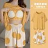 Pijamas mulheres verão doce manga curta fino desenhos animados plus size loose ins estilo terno homewear com almofada peitoral