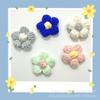 Accesorios de lana color macarrón, flores de lana para hacer tú mismo, tejidas a mano a crochet, con lana de leche, flores de puff, ropa.