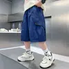 Bermuda cargo de verão para meninos, calça solta até o joelho, moderna e estilosa, casual, secagem rápida, fina, esportiva para crianças mais velhas, moda de verão