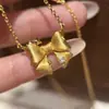 Colar S925 Prata Esterlina Estrela Dourada Laço Escovado Princesa Doce Delicado Luxo Leve Corrente para Suéter que Realça a Pele
