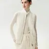 Chaleco de punto de cachemira para mujer, nuevo estilo otoño/invierno, texturizado, engrosado, con bolsillos, cierre de cremallera, cárdigan sin mangas, prenda exterior