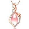 Cadena clavicular estilo coreano oro rosa colgante de piedra natural de hibisco cristal rosa color tesoro joyería de cristal rosa en forma de hoja