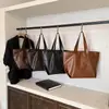 Bolso de Hombro Casual Retro de Comercio Exterior de Gran Capacidad para Mujer 2025 Otoño de Moda Versátil Piel Suave Bolso de Axila