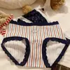 Ropa interior para niñas de estilo británico floral vintage con ribete de encaje, 10A, antibacteriana, de cintura media, con fuelle extendido