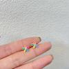 Colección Two925 Aretes de Plata con Cierre de Mariposa Pendientes Estudiante Femenina Goteo de Aceite Coloridos Lindos Pendientes Estilo Caliente de Transmisión en Vivo Venta al por Mayor