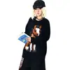 Suéter Retrô Americano Gola Redonda para Mulheres, Novo Estilo Outono e Inverno, Estilo Preguiçoso de Casal, Design Solto, Top de Tricô Cartoon