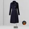 Roupa Externa de Lã Profissional Roupa de Trabalho Feminina Plus Algodão Engrossado Comprimento Médio Departamento de Vendas de Hotel Roupa Externa de Lã Inverno