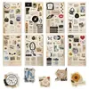 8 adesivos decorativos de colagem retrô com texto russo de desenho animado para capas de celular, garrafas de água, skates, adesivos de PVC à prova d'água transfronteiriços