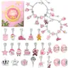 Pulseira de Contas Rosa de Natal DIY Ecológica Transfronteiriça Conjunto de Advento com Caixa Cega de 24 Compartimentos Caixa de Presente