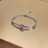 Pulseira com Pingente Redondo de Zircônia, Luxo Leve, Alta Qualidade, Pulseira Simples e Fashion, Elegante, Requintada, Joia de Mão Versátil Atacado para Mulheres