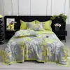 Conjunto de Colcha de Verão Tencel Lavado Estampado Quatro Peças, Colcha de Verão de Seda de Gelo Lavada Fresca, Lisa para Dormir Nu, Colcha de Presente, Dropshipping
