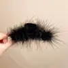 Pluma de Avestruz Pinza de Tiburón de Plumas para Mujeres Grande de Gama Alta Pinza para la Parte Trasera de la Cabeza Accesorio para el Cabello