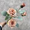 Nuevas Rosas Diamante de 4 Cabezas, Rosas Simuladas, Flores Falsas, Adornos para Sala de Estar y Dormitorio, Flores Secas, Fotografía de Boda, Exportación al por Mayor