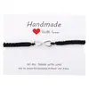 Pulseras Populares de Figura de Ocho para Parejas en Blanco y Negro Transfronterizas, Joyería, Más Vendidas en Europa y América, Pulseras de la Suerte Tejidas a Mano, Accesorios para Hombres y Mujeres