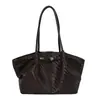 Bolso de Mano Elegante Tejido Texturizado Estilo Coreano Retro para Mujer 2026 Principios de Otoño Gran Capacidad Casual para el Trabajo Bolso de Hombro Único