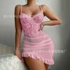 Transfronterizo 2025 Lencería Sexy Europea y Americana de Encaje Portasujetadores Malla Sexy de Puro Deseo Pijama Emocional para Mujeres