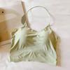Verano Hielo Seda Colgante Cuello Envolvente Pecho Espalda Hermosa Sin Marcas Fondo Interior Sin Tirantes Uso Exterior Diseño Cruz Calzoncillo Corto para Mujer