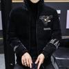 Abrigo acolchado de algodón de alta gama para hombre, otoño e invierno, moderno, brillante, bordado de águila, top para hombre, abrigo moderno para combinar con todo, guapo, acolchado de algodón