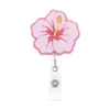 Nuevo Portapase de Identificación Retráctil con Flor Decorativa y Brillo para Personal Médico