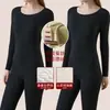 Ropa interior térmica de terciopelo para mujer, top básico sin costuras, traje de pantalones largos de otoño e invierno, engrosado con forro polar